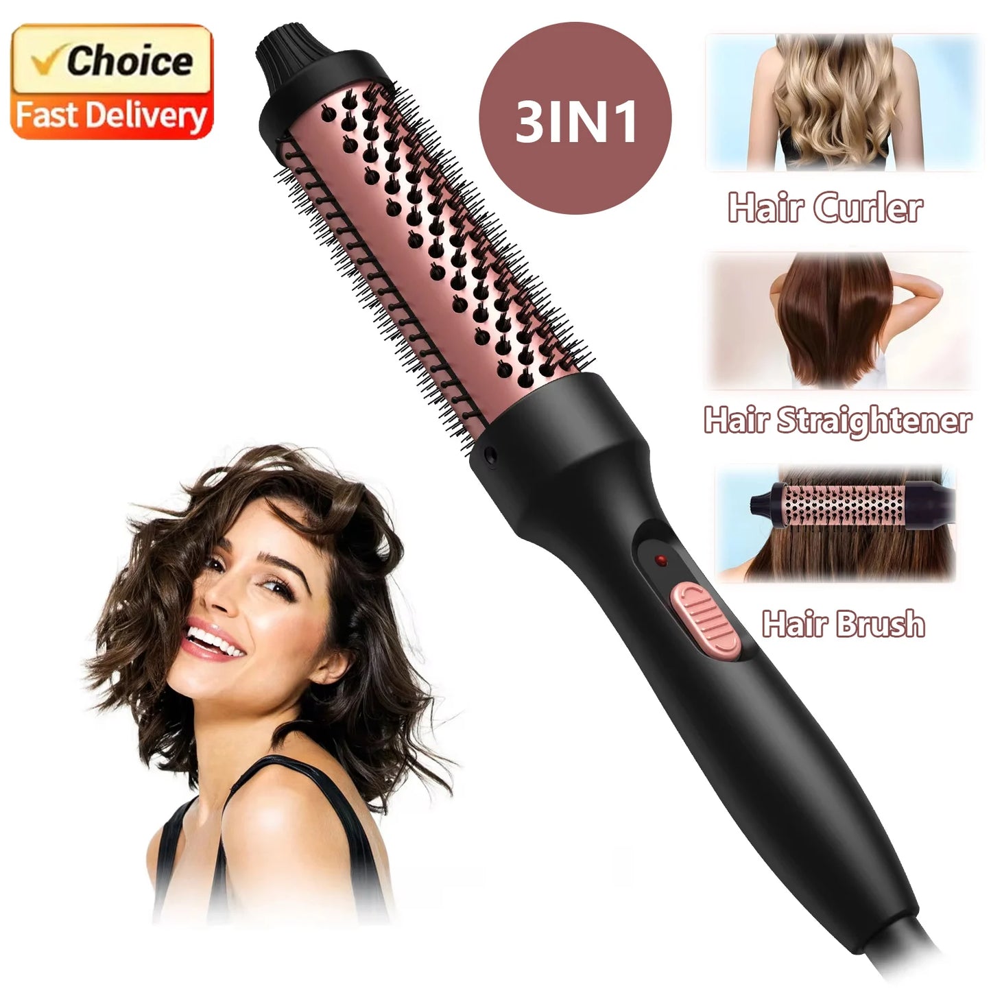 32mm Heated Curling Brush – Volumizing & Smooth Hair Styler